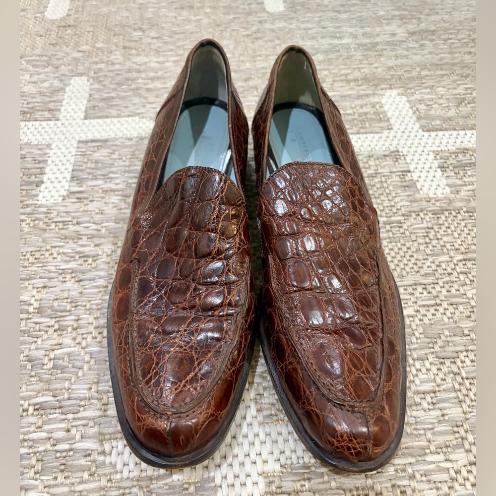 Lambertson Truex Women’s Italian Leather Loafers Embossed Alligator EU40/US10